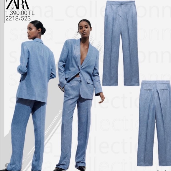 ZARA 2 PIECES MATCHING SET SHINY FABRIC JACKET & SHINY FABRIC STRAIGHT LEG PANTS - Picture 13 of 15